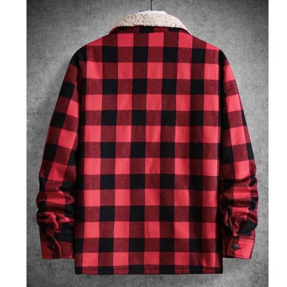 Buffalo Plaid Sherpa Lined Pocket Jacket Shacket - Picture 5 of 9